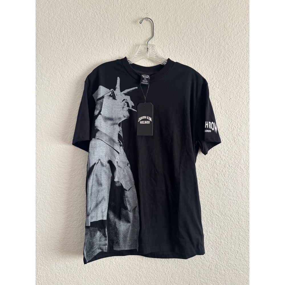 Death Row Records Tupac Graphic T-Shirt Size M Black Short Sleeve Rap Tee NWT